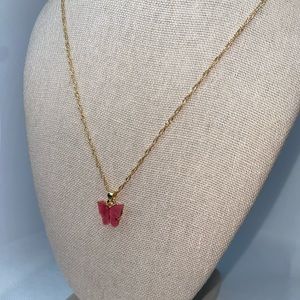 Pink Butterfly Necklace